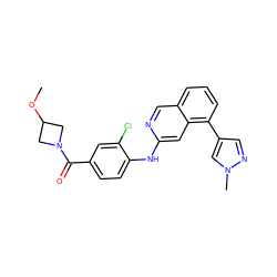 COC1CN(C(=O)c2ccc(Nc3cc4c(-c5cnn(C)c5)cccc4cn3)c(Cl)c2)C1 ZINC000207616521