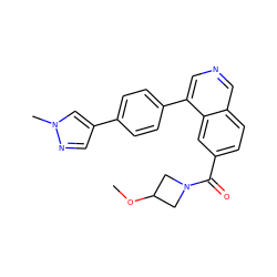 COC1CN(C(=O)c2ccc3cncc(-c4ccc(-c5cnn(C)c5)cc4)c3c2)C1 ZINC000653823872