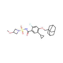 COC1CN(S(=O)(=O)NC(=O)c2cc(C3CC3)c(OCC34CC5CC(CC(C5)C3)C4)cc2F)C1 ZINC000225246774