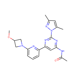 COC1CN(c2cccc(-c3cc(NC(C)=O)nc(-n4nc(C)cc4C)n3)n2)C1 ZINC000045496651