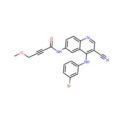 COCC#CC(=O)Nc1ccc2ncc(C#N)c(Nc3cccc(Br)c3)c2c1 ZINC000002005182