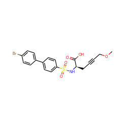 COCC#CC[C@@H](NS(=O)(=O)c1ccc(-c2ccc(Br)cc2)cc1)C(=O)O ZINC000013862446