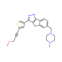 COCC#Cc1cc(-c2n[nH]c3c2Cc2cc(CN4CCN(C)CC4)ccc2-3)cs1 ZINC000028641790