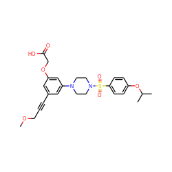 COCC#Cc1cc(OCC(=O)O)cc(N2CCN(S(=O)(=O)c3ccc(OC(C)C)cc3)CC2)c1 ZINC001772588634