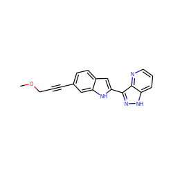 COCC#Cc1ccc2cc(-c3n[nH]c4cccnc34)[nH]c2c1 ZINC000066075372