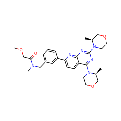 COCC(=O)N(C)Cc1cccc(-c2ccc3c(N4CCOC[C@@H]4C)nc(N4CCOC[C@@H]4C)nc3n2)c1 ZINC000144431728