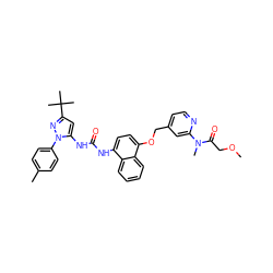 COCC(=O)N(C)c1cc(COc2ccc(NC(=O)Nc3cc(C(C)(C)C)nn3-c3ccc(C)cc3)c3ccccc23)ccn1 ZINC000653726346