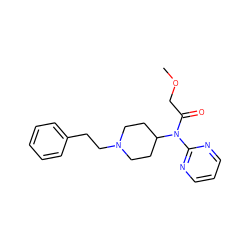 COCC(=O)N(c1ncccn1)C1CCN(CCc2ccccc2)CC1 ZINC000000837994