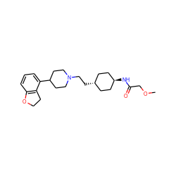 COCC(=O)N[C@H]1CC[C@H](CCN2CCC(c3cccc4c3CCO4)CC2)CC1 ZINC000261154273