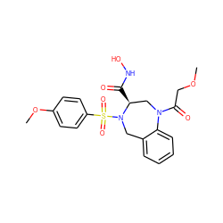 COCC(=O)N1C[C@H](C(=O)NO)N(S(=O)(=O)c2ccc(OC)cc2)Cc2ccccc21 ZINC000001490492