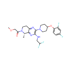 COCC(=O)N1CCc2nc(N3CCC(Oc4ccc(F)cc4F)CC3)c(NCC(F)F)nc2[C@@H]1C ZINC001772616311