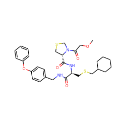 COCC(=O)N1CSC[C@H]1C(=O)N[C@@H](CSCC1CCCCC1)C(=O)NCc1ccc(Oc2ccccc2)cc1 ZINC000027997970