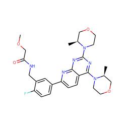 COCC(=O)NCc1cc(-c2ccc3c(N4CCOC[C@@H]4C)nc(N4CCOC[C@@H]4C)nc3n2)ccc1F ZINC000139010432