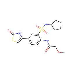 COCC(=O)Nc1ccc(-c2csc(=O)[nH]2)cc1S(=O)(=O)NC1CCCC1 ZINC000299863574