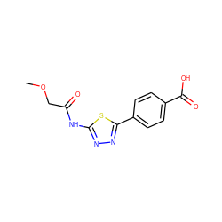 COCC(=O)Nc1nnc(-c2ccc(C(=O)O)cc2)s1 ZINC000084759445