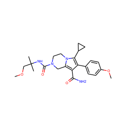 COCC(C)(C)NC(=O)N1CCn2c(c(C(N)=O)c(-c3ccc(OC)cc3)c2C2CC2)C1 ZINC001772617304