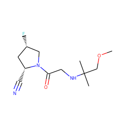 COCC(C)(C)NCC(=O)N1C[C@@H](F)C[C@H]1C#N ZINC000040976677