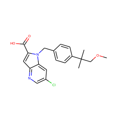 COCC(C)(C)c1ccc(Cn2c(C(=O)O)cc3ncc(Cl)cc32)cc1 ZINC000653914381