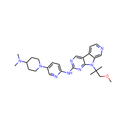 COCC(C)(C)n1c2cnccc2c2cnc(Nc3ccc(N4CCC(N(C)C)CC4)cn3)nc21 ZINC000117684503