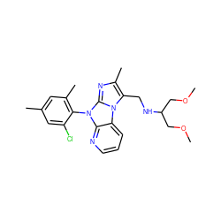 COCC(COC)NCc1c(C)nc2n(-c3c(C)cc(C)cc3Cl)c3ncccc3n12 ZINC000028948020