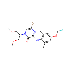 COCC(COC)n1cc(Br)nc(Nc2c(C)cc(OCF)cc2C)c1=O ZINC000095556123