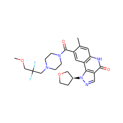 COCC(F)(F)CN1CCN(C(=O)c2cc3c(cc2C)[nH]c(=O)c2cnn([C@H]4CCOC4)c23)CC1 ZINC000261169830