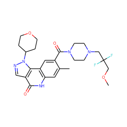 COCC(F)(F)CN1CCN(C(=O)c2cc3c(cc2C)[nH]c(=O)c2cnn(C4CCOCC4)c23)CC1 ZINC000261085389