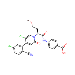 COCC[C@@H](C(=O)Nc1ccc(C(=O)O)cc1)n1cc(Cl)c(-c2cc(Cl)ccc2C#N)cc1=O ZINC001772576460