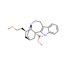 COCC[C@@H]1C[C@H]2CN3CCc4c([nH]c5ccccc45)[C@@](C(=O)OC)(C2)[C@@H]13 ZINC000169297309