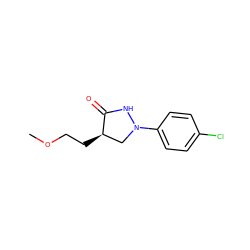 COCC[C@@H]1CN(c2ccc(Cl)cc2)NC1=O ZINC000013821661