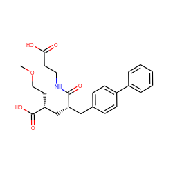 COCC[C@H](C[C@@H](Cc1ccc(-c2ccccc2)cc1)C(=O)NCCC(=O)O)C(=O)O ZINC000013741335