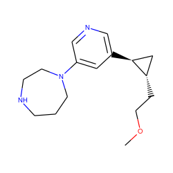 COCC[C@H]1C[C@@H]1c1cncc(N2CCCNCC2)c1 ZINC001772571205