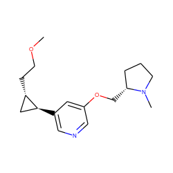 COCC[C@H]1C[C@@H]1c1cncc(OC[C@@H]2CCCN2C)c1 ZINC000096273369