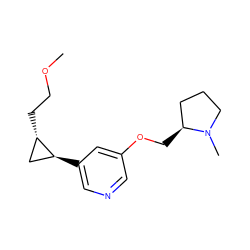 COCC[C@H]1C[C@@H]1c1cncc(OC[C@H]2CCCN2C)c1 ZINC000096915343