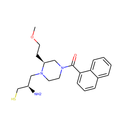 COCC[C@H]1CN(C(=O)c2cccc3ccccc23)CCN1C[C@@H](N)CS ZINC000022444690