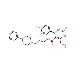 COCC1=C(C(=O)NCCCN2CCC(c3ccccn3)CC2)[C@@H](c2ccc(F)c(F)c2)NC(=O)N1 ZINC000013809185