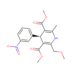 COCC1=C(C(=O)OC)[C@@H](c2cccc([N+](=O)[O-])c2)C(C(=O)OC)=C(C)N1 ZINC000049112898