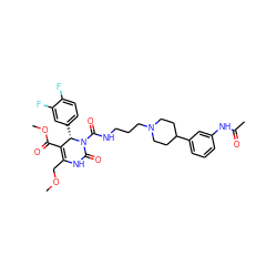 COCC1=C(C(=O)OC)[C@H](c2ccc(F)c(F)c2)N(C(=O)NCCCN2CCC(c3cccc(NC(C)=O)c3)CC2)C(=O)N1 ZINC000003966030