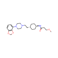 COCCC(=O)N[C@H]1CC[C@H](CCN2CCN(c3cccc4c3OCO4)CC2)CC1 ZINC000261183154