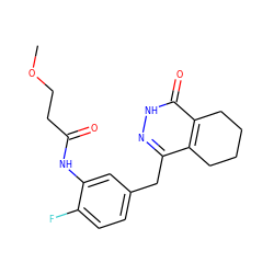 COCCC(=O)Nc1cc(Cc2n[nH]c(=O)c3c2CCCC3)ccc1F ZINC000139132638