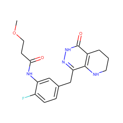 COCCC(=O)Nc1cc(Cc2n[nH]c(=O)c3c2NCCC3)ccc1F ZINC000084689427