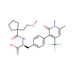 COCCC1(C(=O)N[C@@H](Cc2ccc(-c3c(C(F)(F)F)cc(C)n(C)c3=O)cc2)C(=O)O)CCCC1 ZINC000038474704