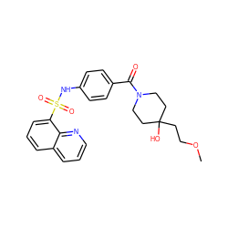 COCCC1(O)CCN(C(=O)c2ccc(NS(=O)(=O)c3cccc4cccnc34)cc2)CC1 ZINC000217613757