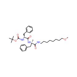 COCCCCCCCCNC(=O)[C@@](C)(Cc1ccccc1)NC(=O)[C@H](Cc1ccccc1)NC(=O)OC(C)(C)C ZINC000029407490