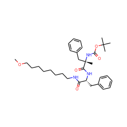 COCCCCCCCCNC(=O)[C@@H](Cc1ccccc1)NC(=O)[C@](C)(Cc1ccccc1)NC(=O)OC(C)(C)C ZINC000029411570