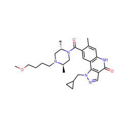 COCCCCN1C[C@H](C)N(C(=O)c2cc3c(cc2C)[nH]c(=O)c2cnn(CC4CC4)c23)C[C@H]1C ZINC000261104020