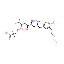 COCCCCc1cc(C[C@@H](C[C@H](N)[C@@H](O)C[C@H](C(=O)NCC(C)(C)C(N)=O)C(C)C)C(C)C)ccc1OC ZINC000014967750