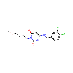 COCCCCn1c(=O)cc(NCc2ccc(Cl)c(Cl)c2)[nH]c1=O ZINC000013522394