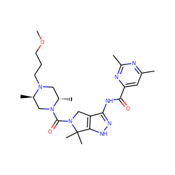 COCCCN1C[C@H](C)N(C(=O)N2Cc3c(NC(=O)c4cc(C)nc(C)n4)n[nH]c3C2(C)C)C[C@H]1C ZINC000114179315