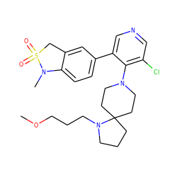 COCCCN1CCCC12CCN(c1c(Cl)cncc1-c1ccc3c(c1)CS(=O)(=O)N3C)CC2 ZINC000653845386